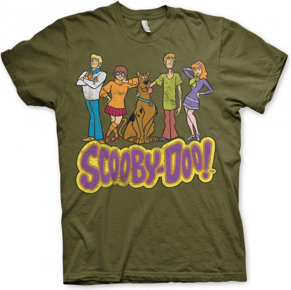 Team Scooby Doo Distressed T-Shirt Olive
