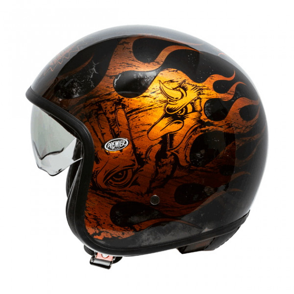 Premier Motorrad Helm Vintage Jethelme Bd Orange Chromed Orange