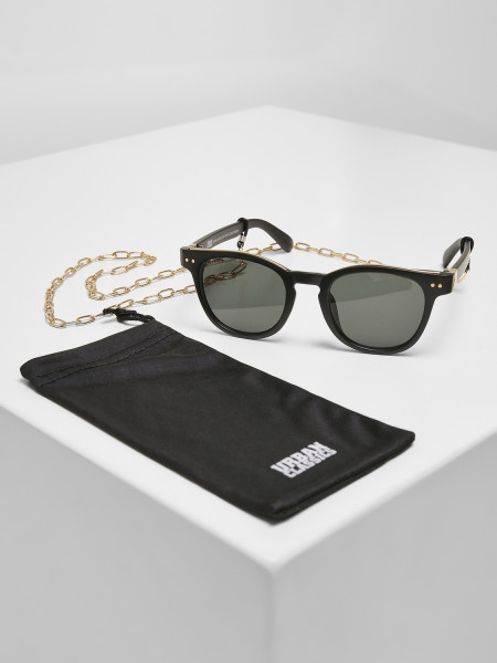 Urban Classics Sonnenbrille Sunglasses Italy with chain Black/Gold