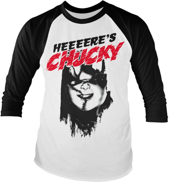 Chucky Heeere's Chucky Baseball Long Sleeve Tee Longsleeve White-Black