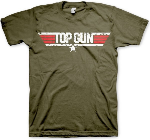 Top Gun Distressed Logo T-Shirt Olive