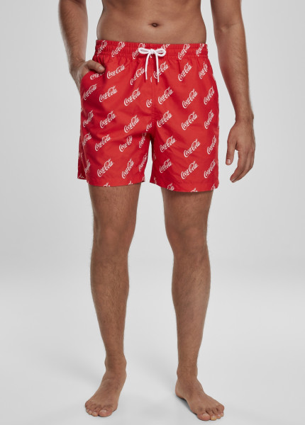 Merchcode Swim Shorts Coca Cola Logo AOP Swimshorts Red