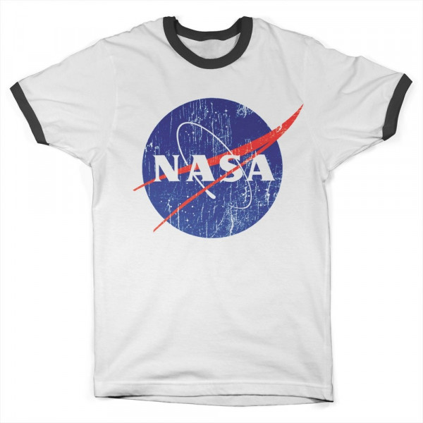 NASA Washed Insignia Ringer Tee T-Shirt White-Black