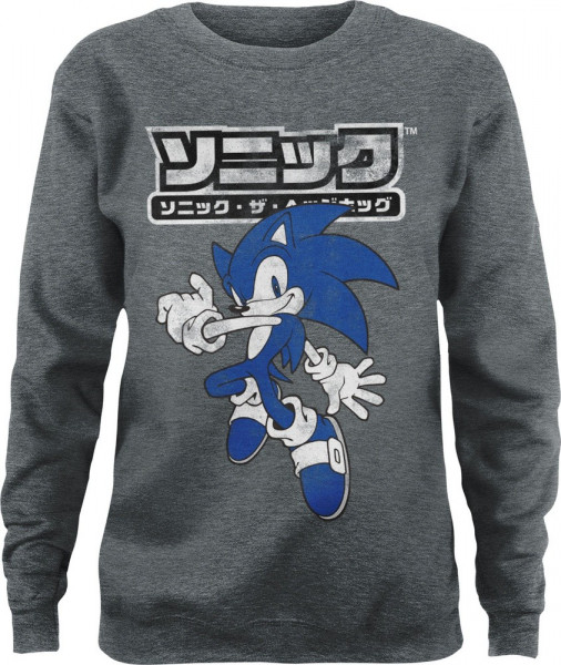 Sonic The Hedgehog Japanese Logo Girly Sweatshirt Damen Heather-Medium-Grey