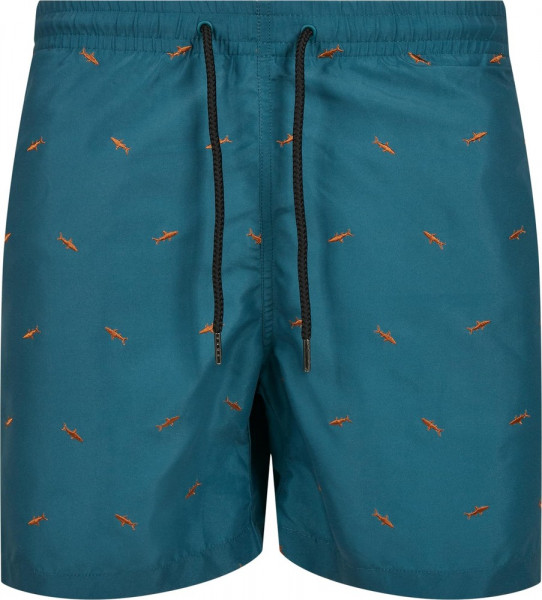 Urban Classics Embroidery Swim Shorts Shark/Teal/Toffee