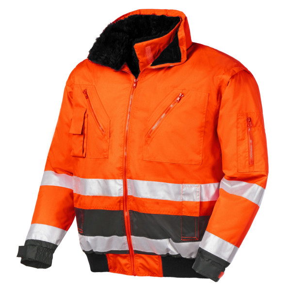 teXXor Warn-Wetterschutz-Pilotenjacke Vancouver Leuchtorange/Grau