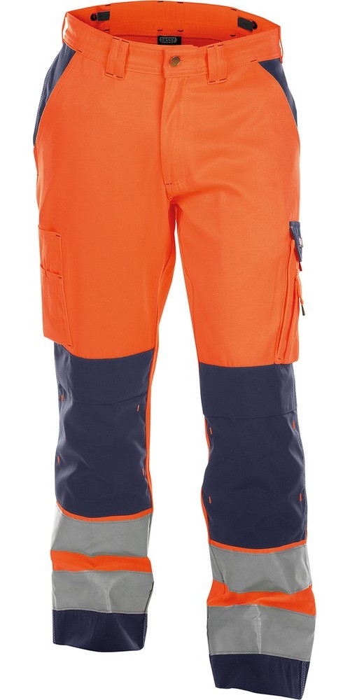 Dassy Warnschutzhose mit Kniepolstertaschen Buffalo PESCO70 Neonorange/Dunkelblau - Herren / Unisex