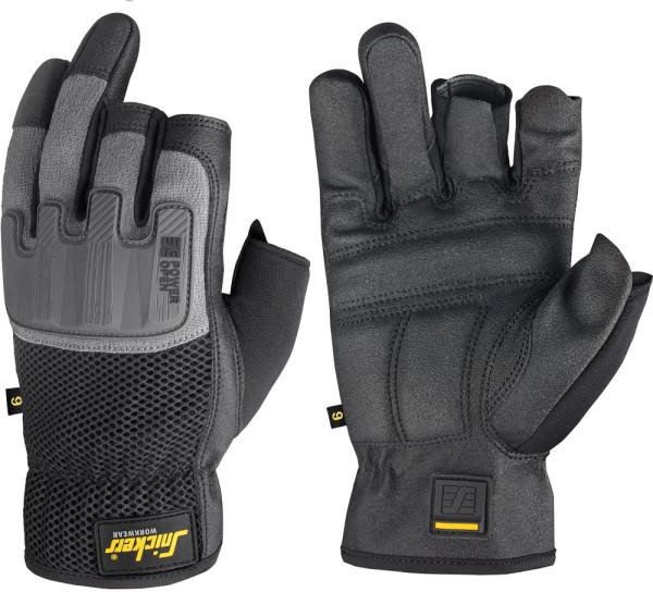 Snickers Arbeitshandschuhe Power Open Handschuhe Schwarz/Steingrau