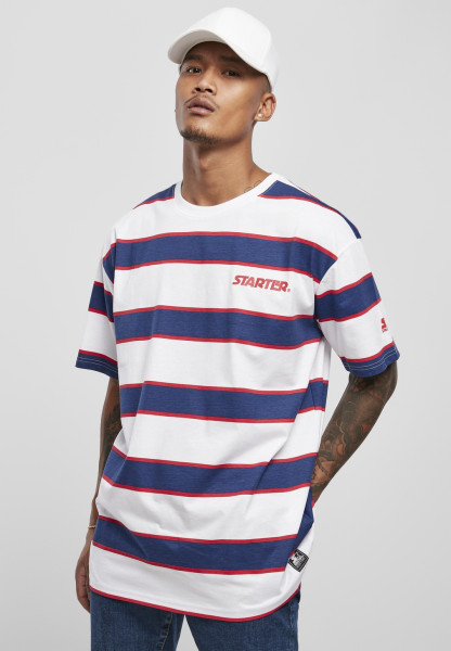 Starter Black Label T-Shirt Starter Logo Striped Tee White/Blue