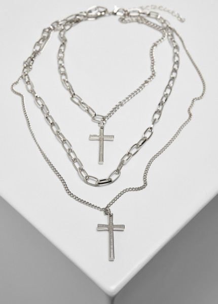 Urban Classics Kette Layering Cross Necklace Silver