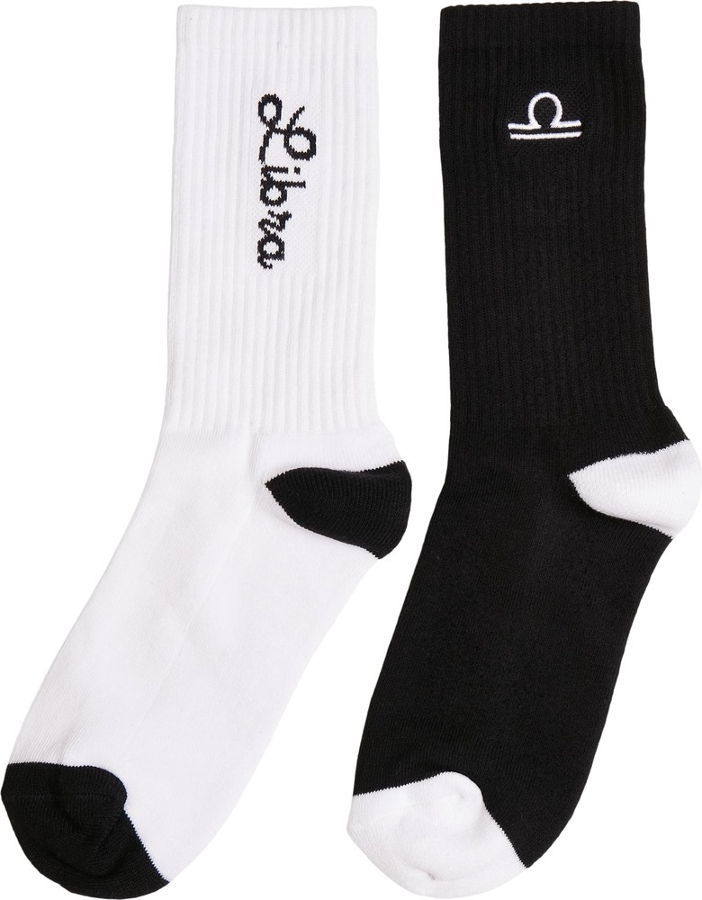 Mister Tee Zodiac Socks 2-Pack Schwarz/Weiß Libra - Herren / Unisex