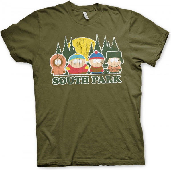 South Park Distressed T-Shirt Olive