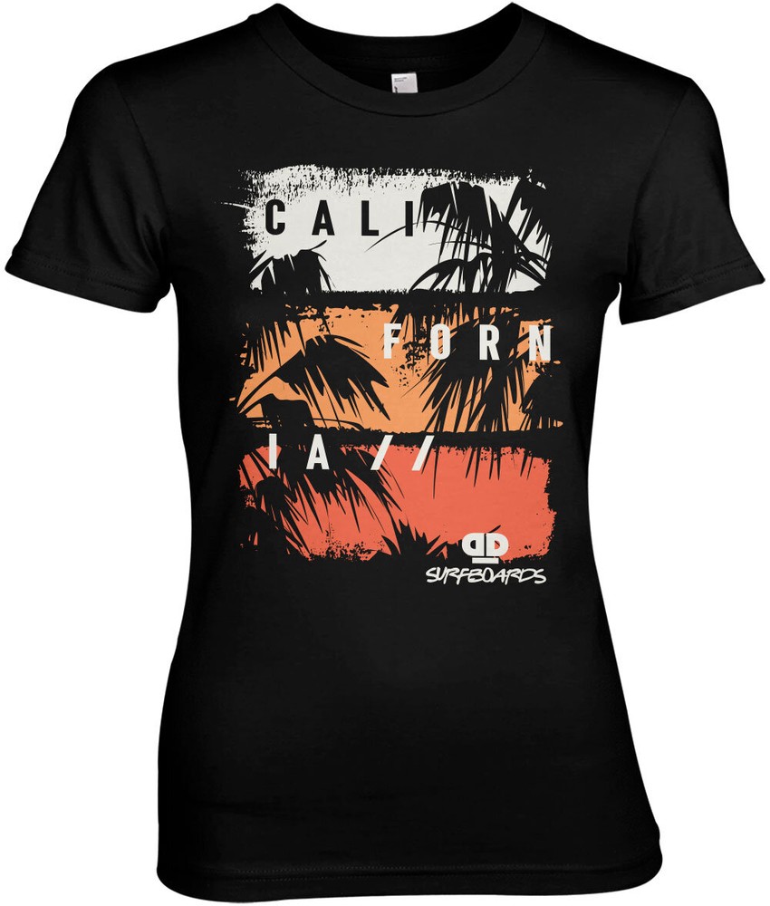 Dope & Deep California Palms Girly Tee Damen T-Shirt Schwarz - Damen