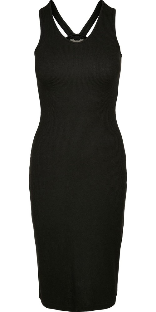 Urban Classics Damen Ladies Midi Sleeveless Rib Dress Schwarz - Damen