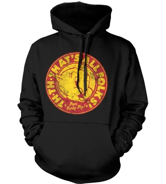 Looney Tunes Porky Pig That's All Folks! Hoodie Black