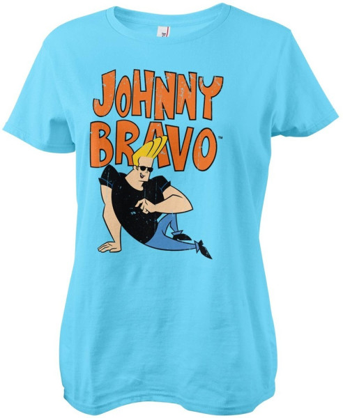 Johnny Bravo Girly Tee Damen T-Shirt Skyblue