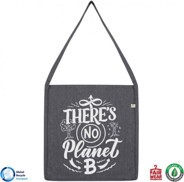 Hybris There's Is No Planet B Recycled Tote Bag Tasche Dark-Heather