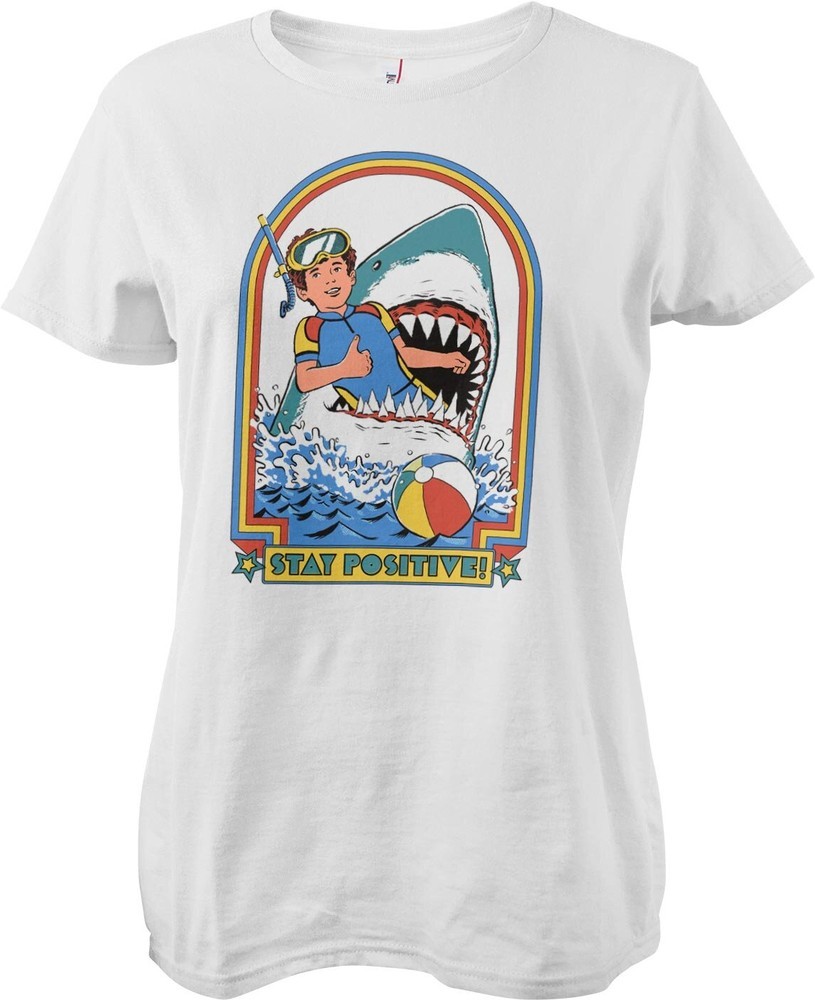Steven Rhodes Stay Positive Girly Tee Damen T-Shirt Weiß - Damen