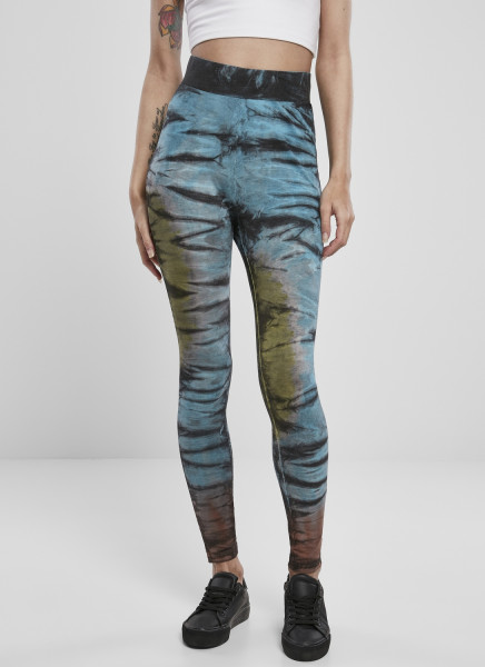 Urban Classics Women Leggings Ladies Cotton Tie Dye High Waist Leggings Black