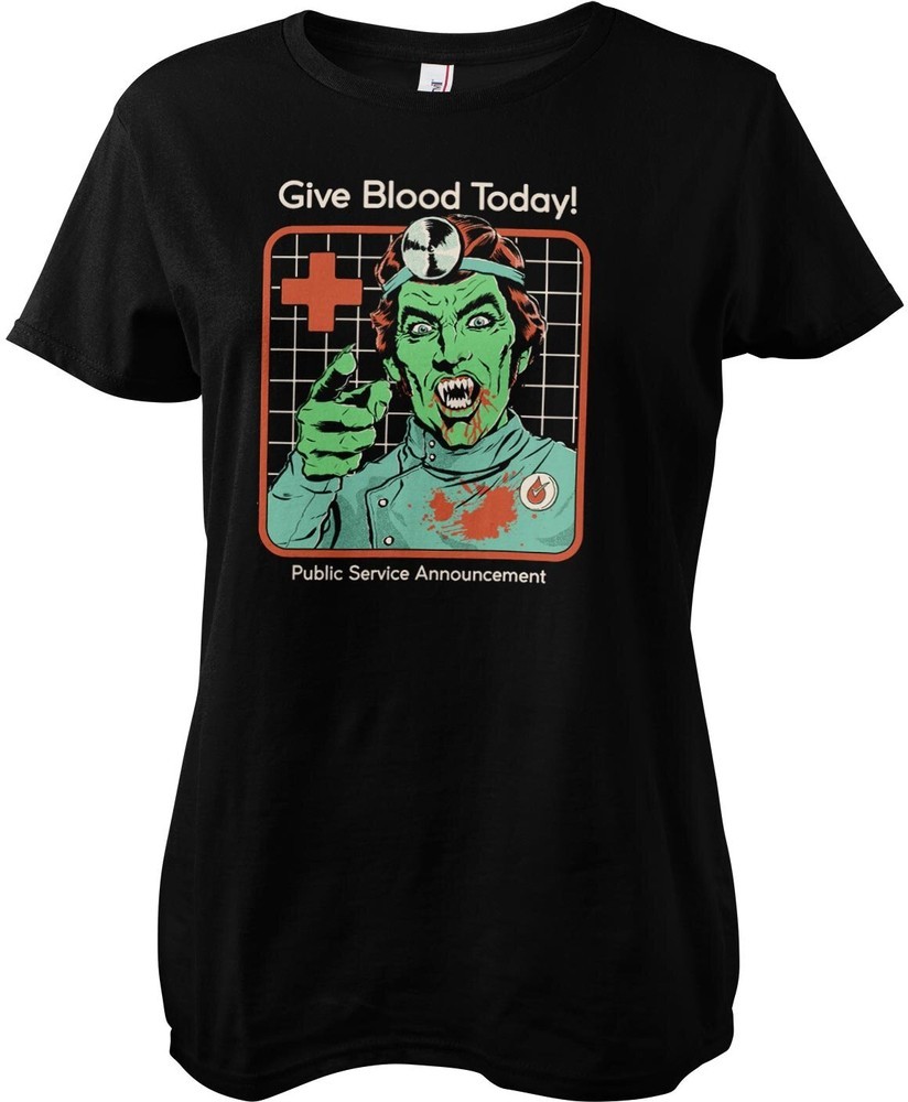 Steven Rhodes Give Blood Today Girly Tee Damen T-Shirt Schwarz - Damen