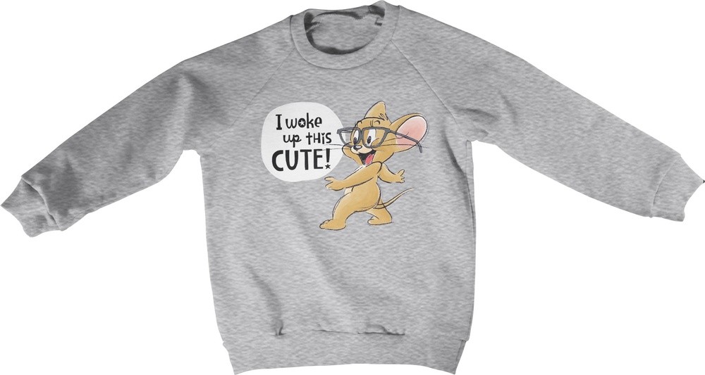 Tom & Jerry I Woke Up This Cute Kids Sweatshirt Kinder Heather-Grau - Herren / Unisex