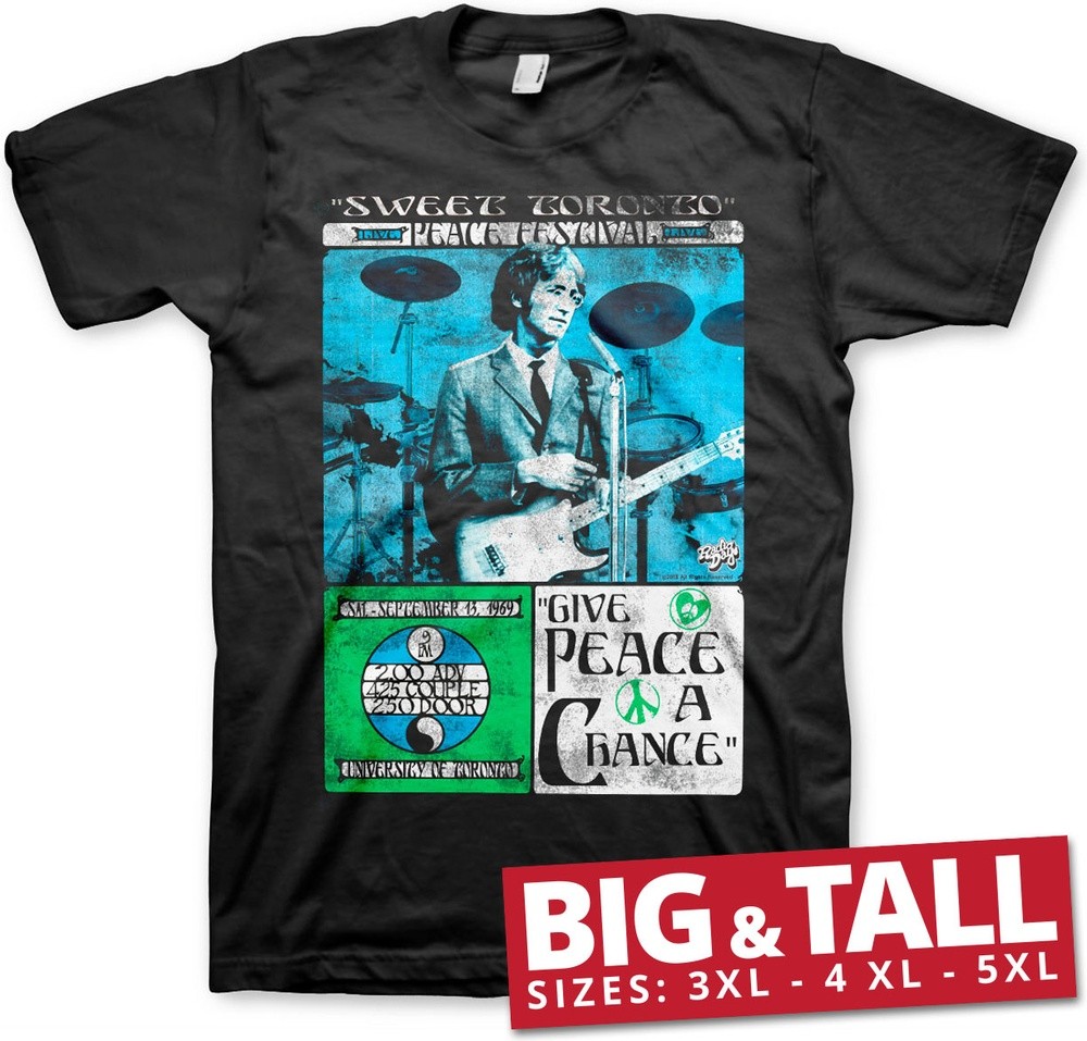 The Beatles John Lennon Toronto Peace Festival Big & Tall T-Shirt Schwarz - Herren / Unisex