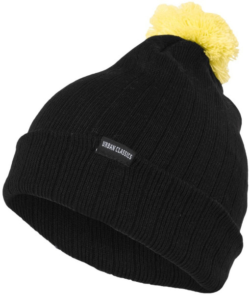 Urban Classics Beanie Neon Contrast Bobble Beanie Black/Yel