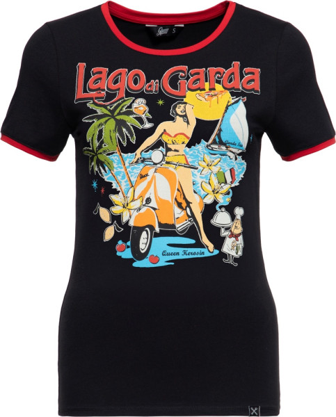 Queen Kerosin Damen Vintage Contrast T-Shirt "Lago Di Garda" QKU41004