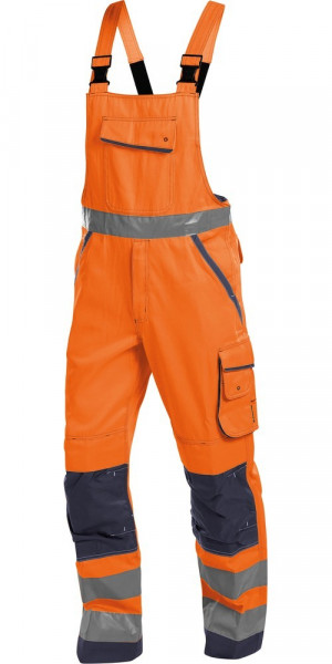 Dassy Warnschutz Latzhose mit Kniepolstertaschen Malmedy PESCO74 Neonorange/Dunkelblau