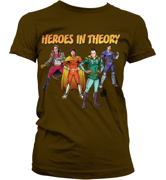 The Big Bang Theory TBBT Heroes In Theory Girly T-Shirt Damen Brown