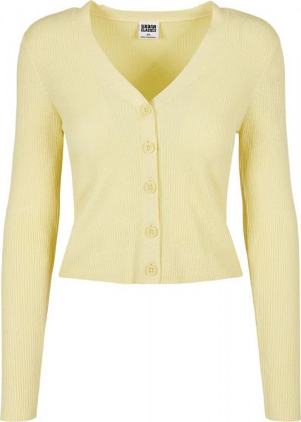 Urban Classics Damen Ladies Short Rib Knit Cardigan Softyellow