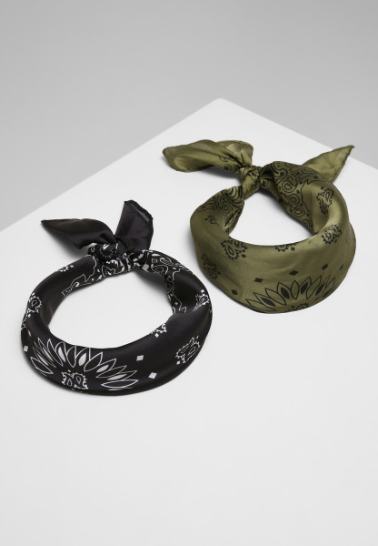 Urban Classics Scarf Satin Bandana 2-Pack Black/Olive