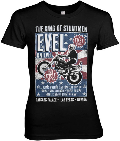 Evel Knievel Poster Girly Tee Damen T-Shirt Black