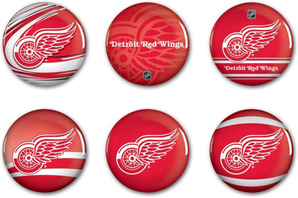 Detroit Red Wings Button 6er Pack Eishockey NHL Rot