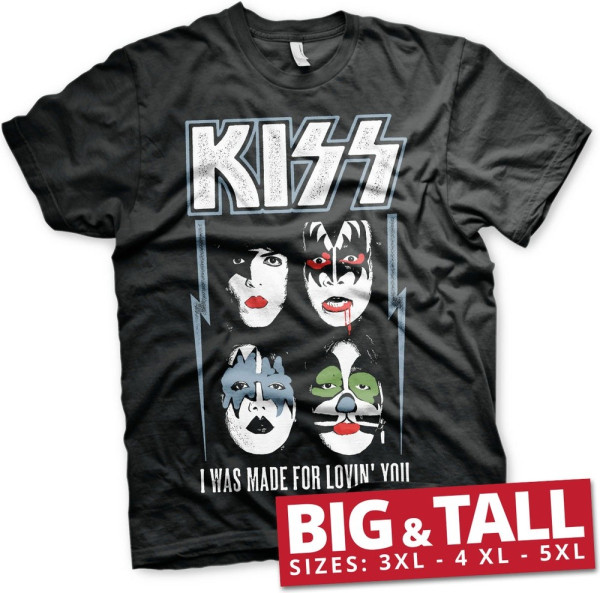 Kiss I Was Made For Lovin' You Big & Tall T-Shirt Black
