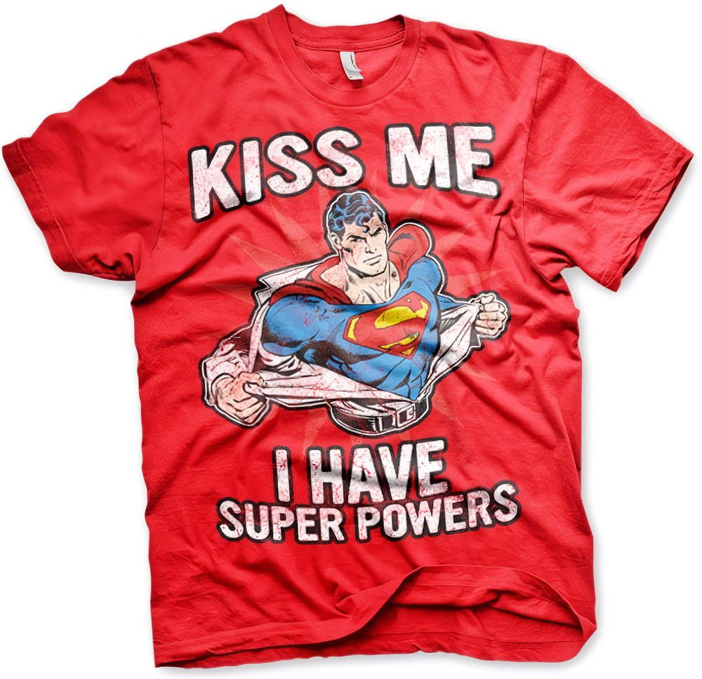 Superman Kiss Me I Have Super Powers T-Shirt Rot - Herren / Unisex