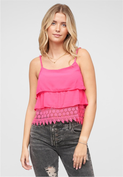 Cloud5ive Damen Chiffon Stufen Top mit Spitze 3-lagig 22056564