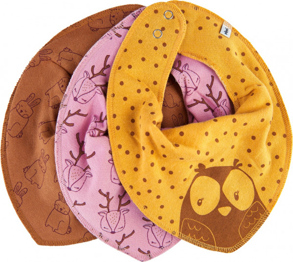 Pippi Baybwear Kinder Halstuche Schal Bandana Bib Girl -Aop (3-Pack) Mineral Yellow