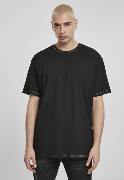 Urban Classics T-Shirt Heavy Oversized Contrast Stitch Tee Black/Electriclime