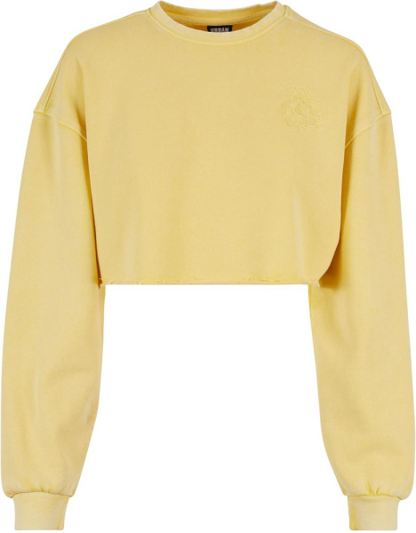 Urban Classics Damen Ladies Cropped Flower Embroidery Terry Crewneck