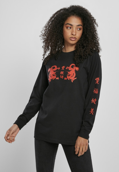 Mister Tee Damen Pullover Ladies Chinese Letters Longsleeve Black
