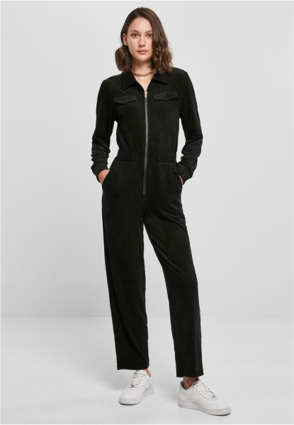 Urban Classics Damen Overall Ladies Velvet Rib Boiler Suit Black