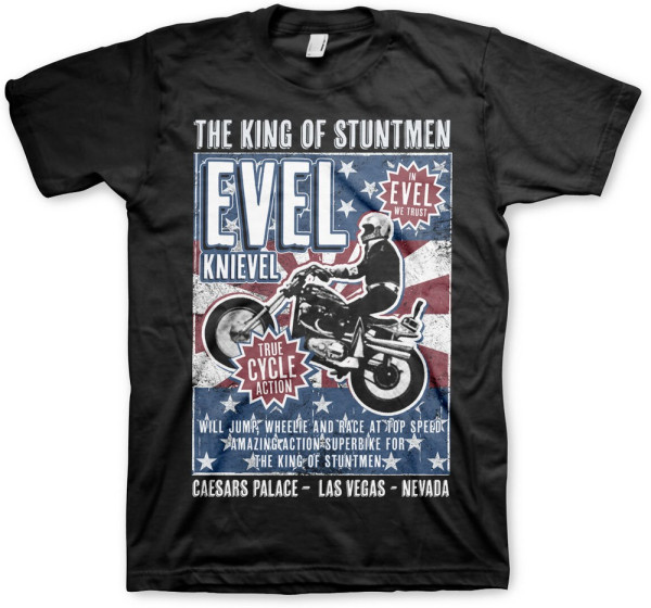 Evel Knievel Poster T-Shirt Black