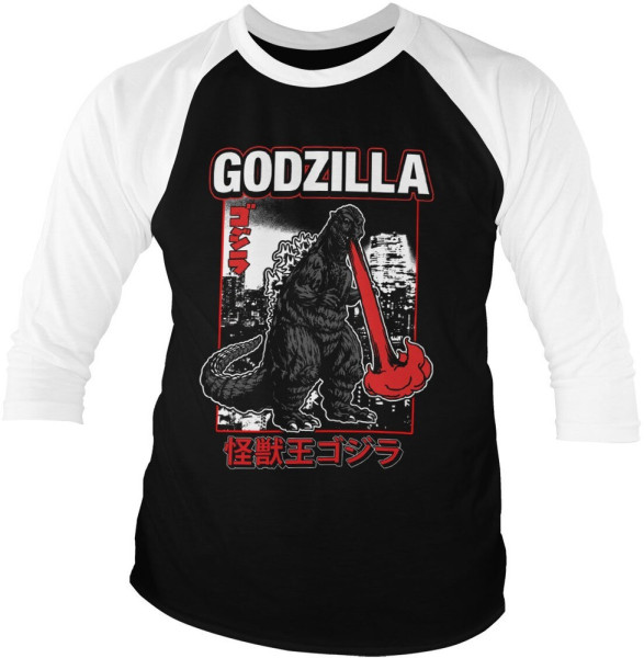Godzilla - Atomic Breath Baseball 3/4 Sleeve Tee Longsleeves White/Black