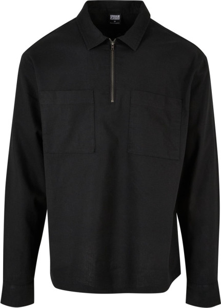 Urban Classics Hemd Cotton Linen Half Zip Shirt