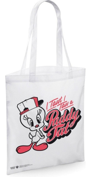 Looney Tunes Tweety I Tawt I Taw a Puddy Tat Tote Bag Tasche White