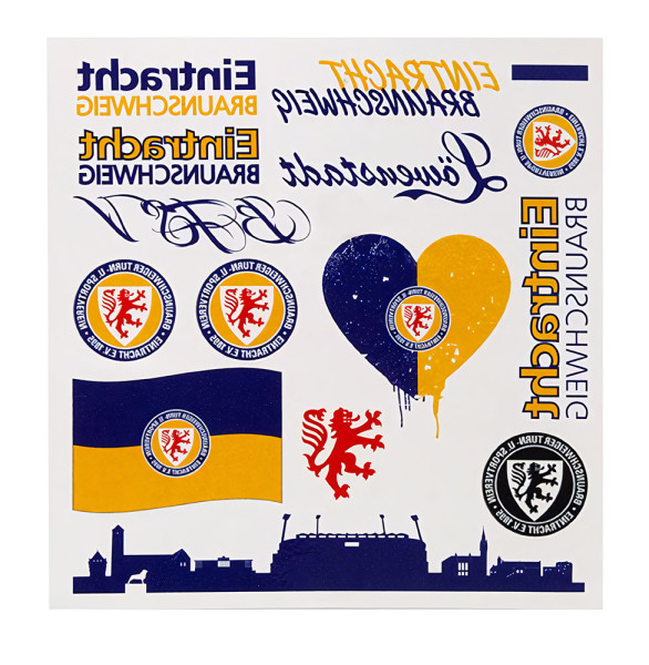 Eintracht Braunschweig Tattoo-Set Fussball Blau/Gelb