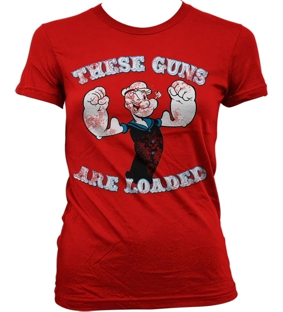Popeye These Guns Are Loaded Girly T-Shirt Damen Rot - Damen