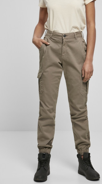 Urban Classics Damen Hose Ladies High Waist Cargo Pants Softtaupe