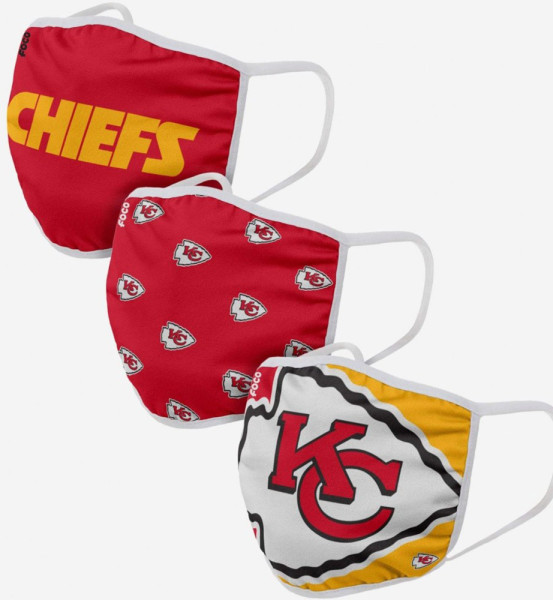 Kansas City Chiefs 3er-Pack Gesichtsmasken American Football NFL Rot